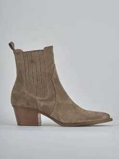 Stivaletti tacco 5cm camoscio beige