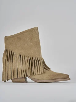 Stivaletti tacco 6cm camoscio beige