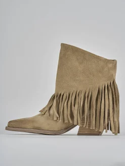 Stivaletti tacco 6cm camoscio beige