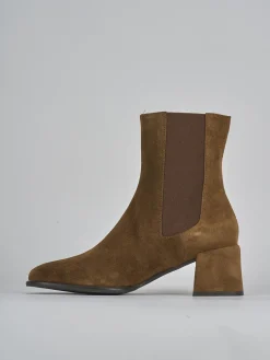 Stivaletti tacco 5cm camoscio marrone