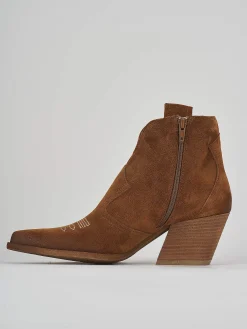 Stivaletti tacco 7cm camoscio marrone