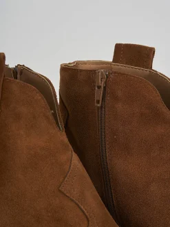 Stivaletti tacco 7cm camoscio marrone