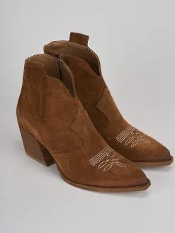 Stivaletti tacco 7cm camoscio marrone