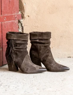 Stivaletti tacco 8cm camoscio testa