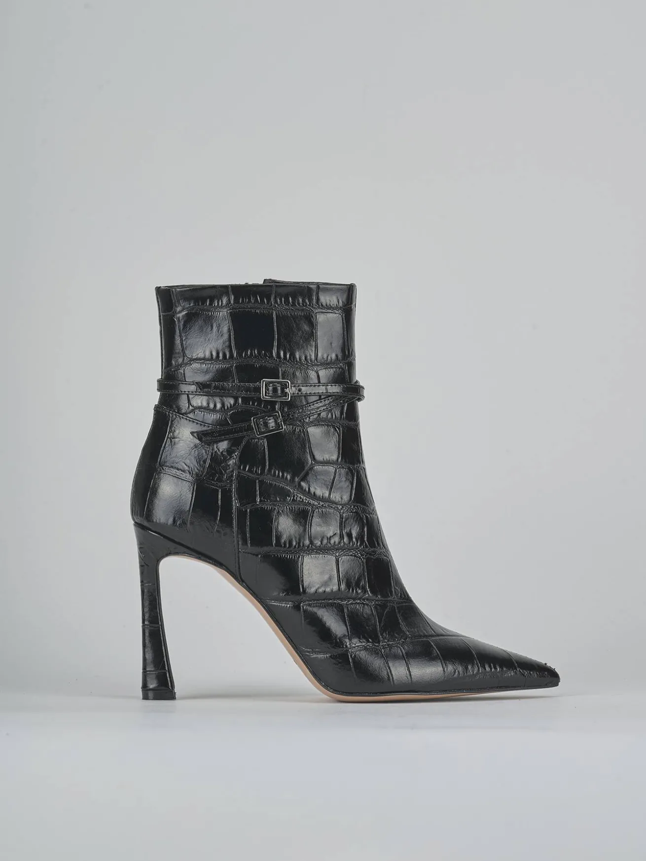 Stivaletti tacco 9cm cocco nero