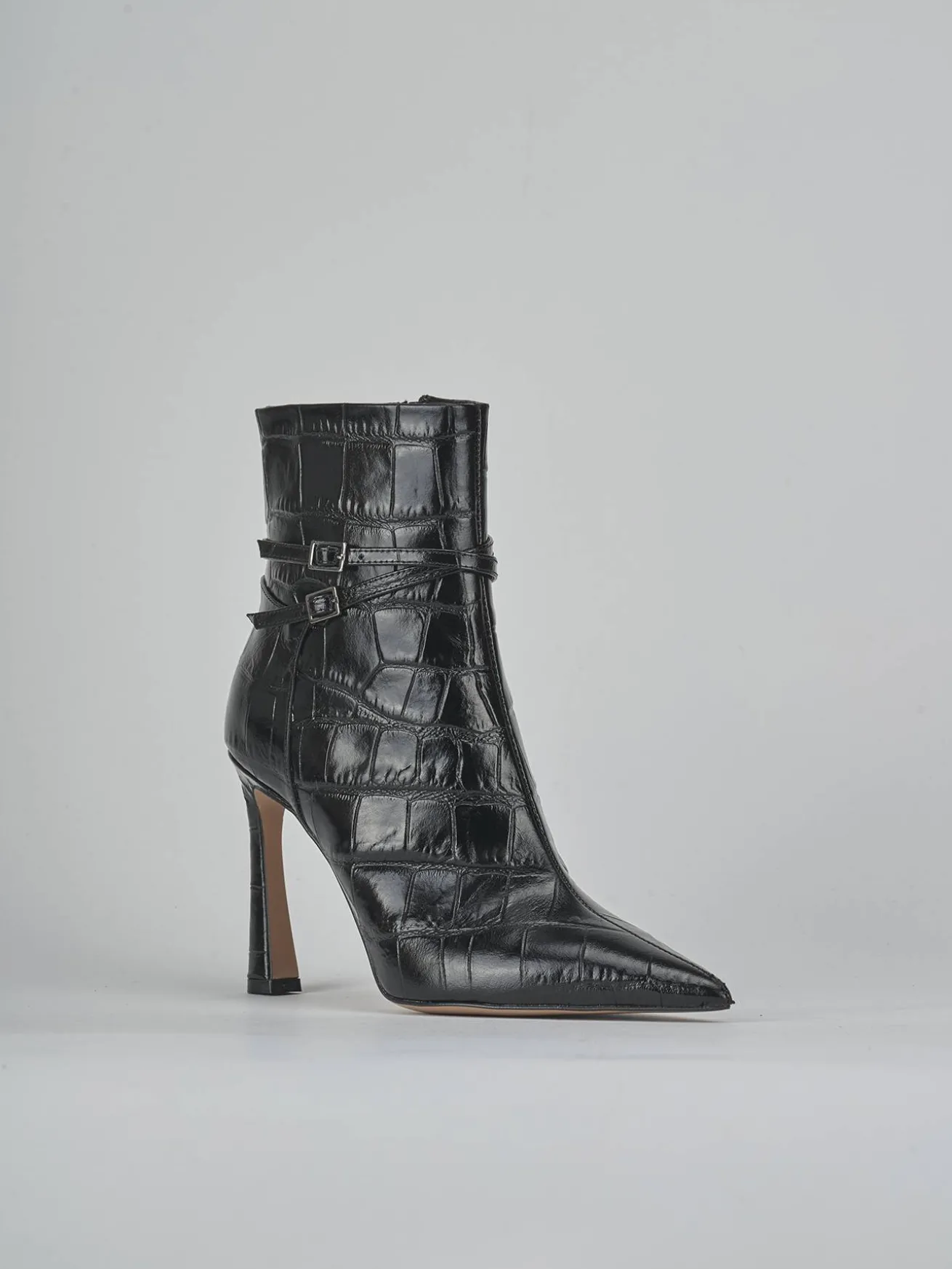 Stivaletti tacco 9cm cocco nero