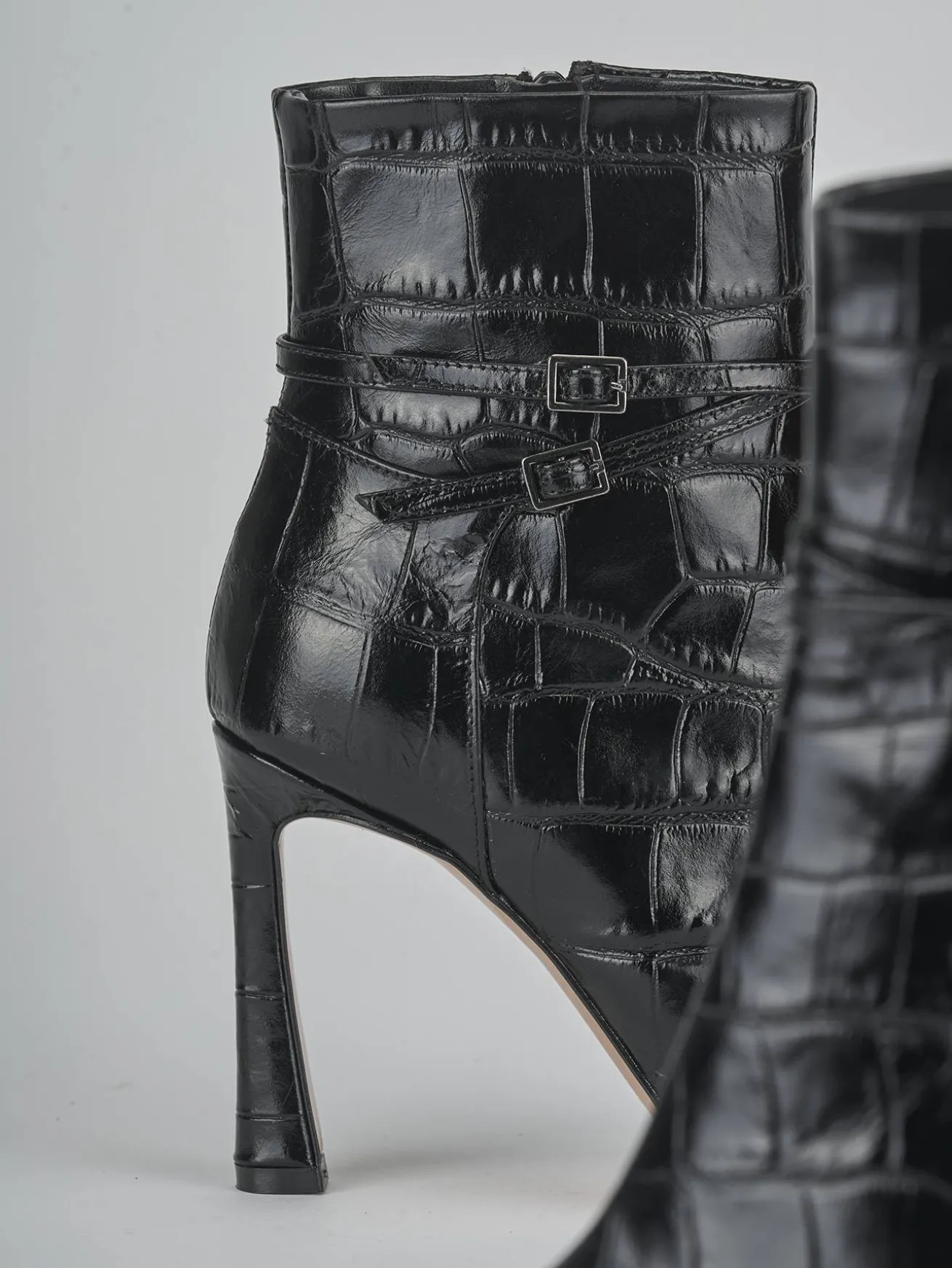 Stivaletti tacco 9cm cocco nero