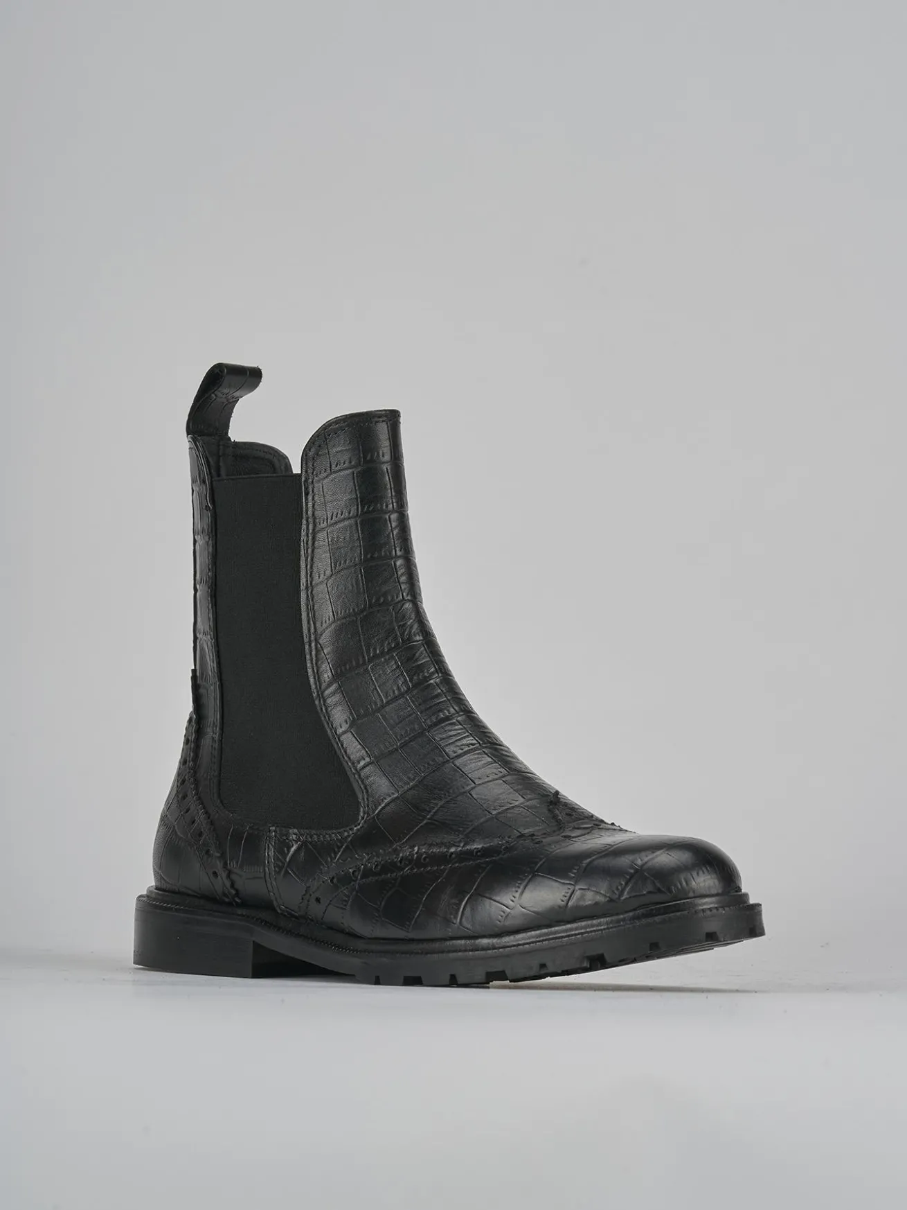 Stivaletti tacco 2cm cocco nero