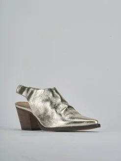 Stivaletti tacco 6cm laminato oro