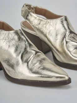 Stivaletti tacco 6cm laminato oro