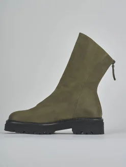 Stivaletti tacco 2cm nabuk verde