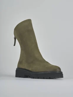 Stivaletti tacco 2cm nabuk verde