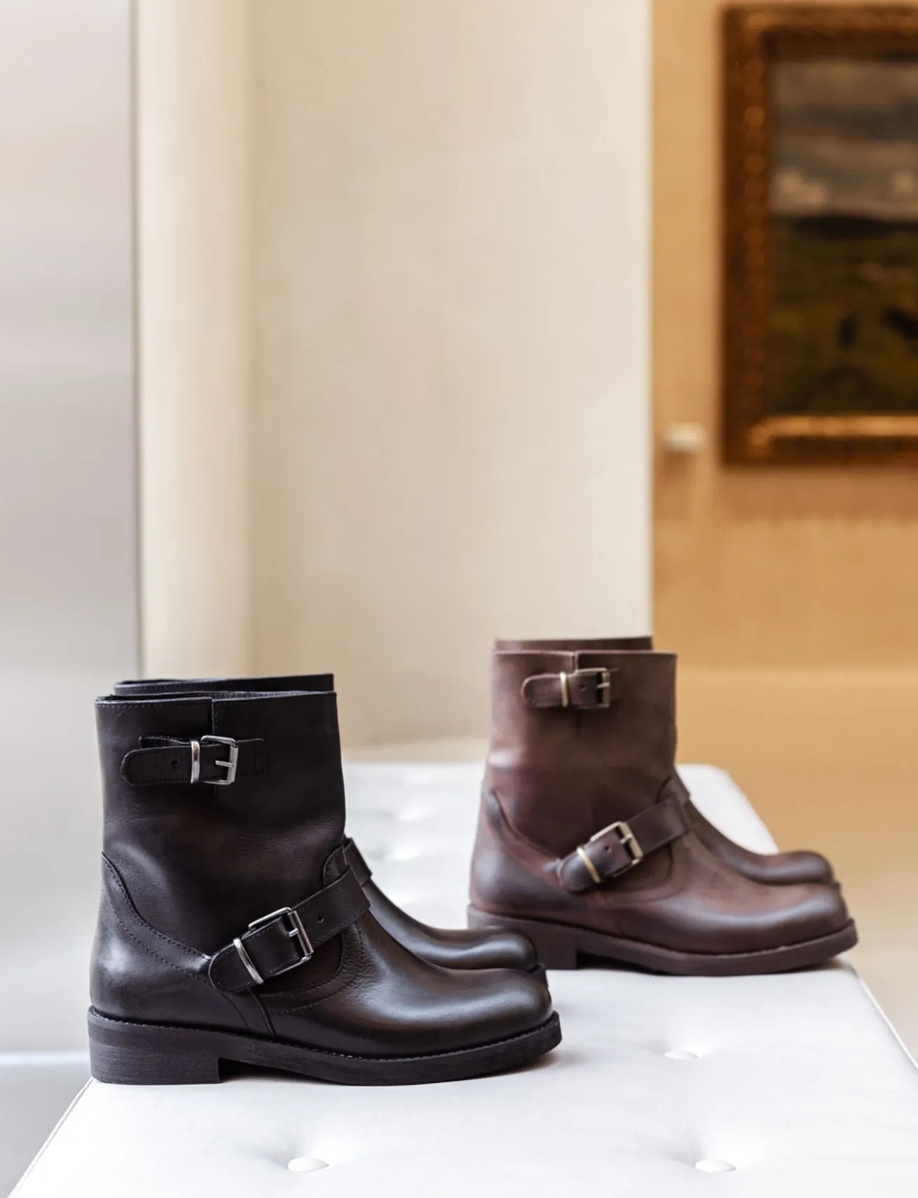 Stivaletti tacco 3cm nabuk marrone