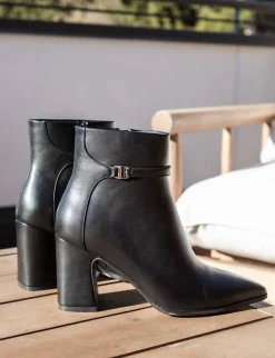 Stivaletti tacco 9cm pelle sostenibile nero