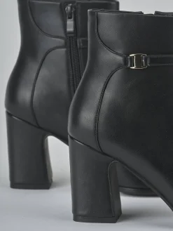 Stivaletti tacco 9cm pelle sostenibile nero