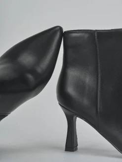 Stivaletti tacco 7cm pelle sostenibile nero