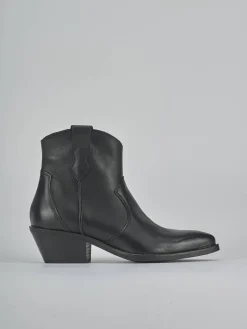 Stivaletti tacco 4cm pelle nero