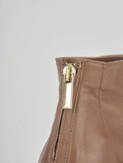 Stivaletti tacco 6cm pelle marrone