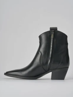Stivaletti tacco 5cm pelle nero