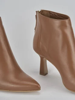 Stivaletti tacco 5cm pelle marrone