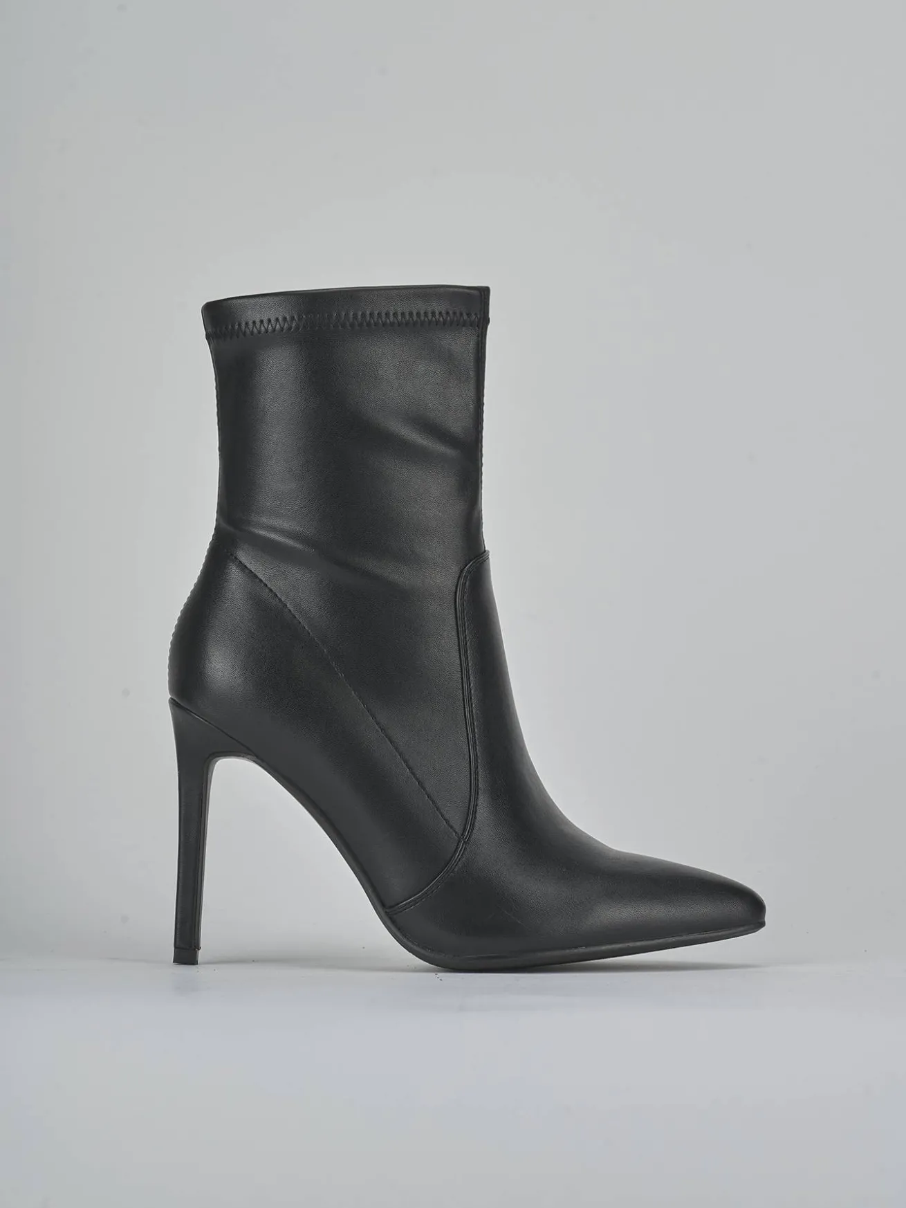 Stivaletti tacco 10cm pelle sostenibile nero