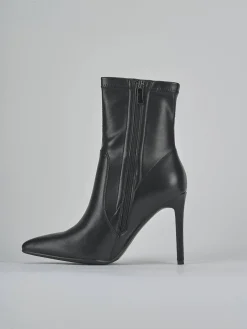 Stivaletti tacco 10cm pelle sostenibile nero