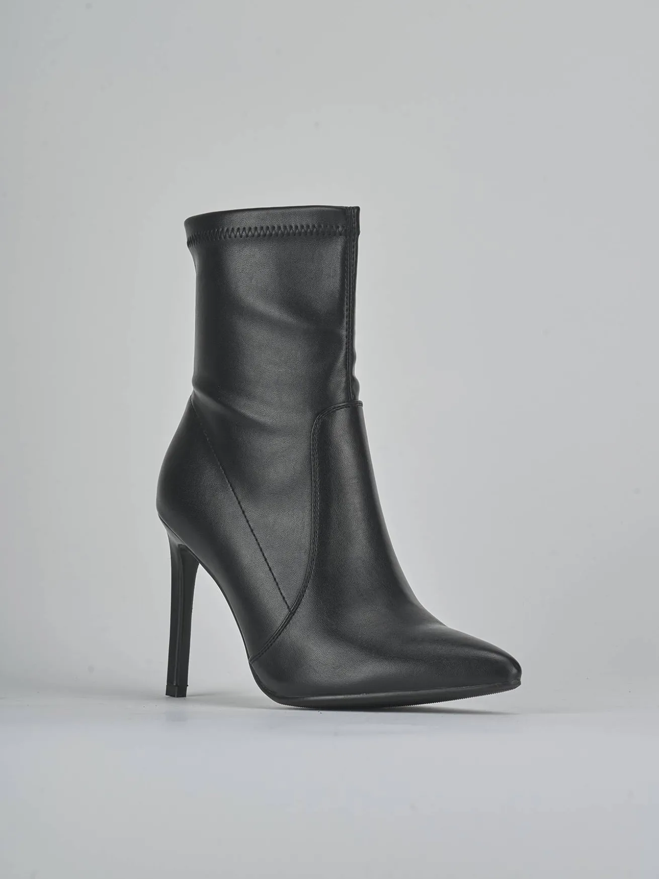 Stivaletti tacco 10cm pelle sostenibile nero