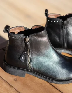 Stivaletti tacco 1cm pelle nero