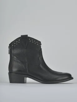 Stivaletti tacco 3cm pelle nero