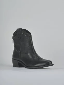 Stivaletti tacco 3cm pelle nero