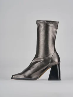 Stivaletti tacco 7cm pelle argento