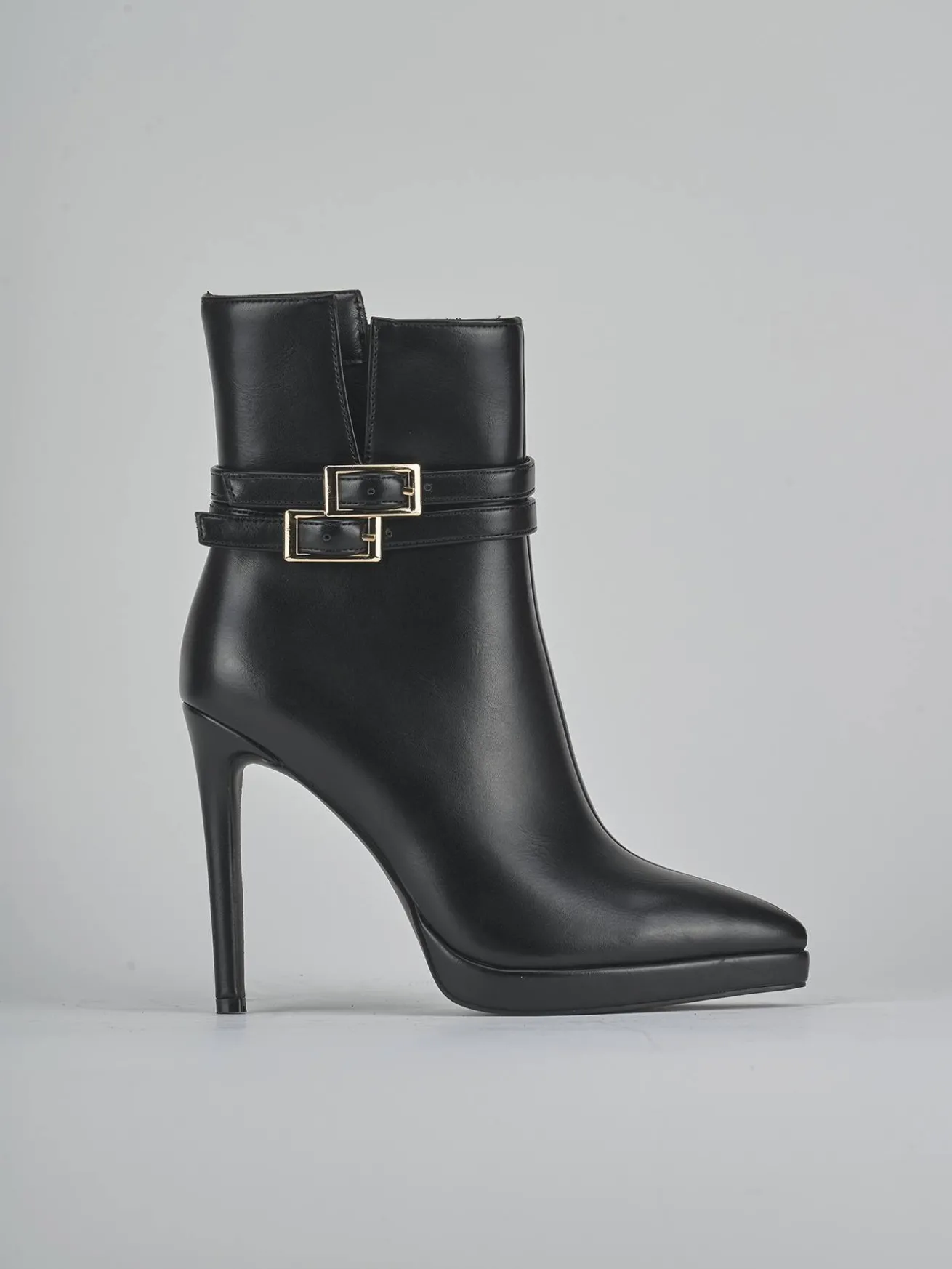 Stivaletti tacco 10cm pelle sostenibile nero