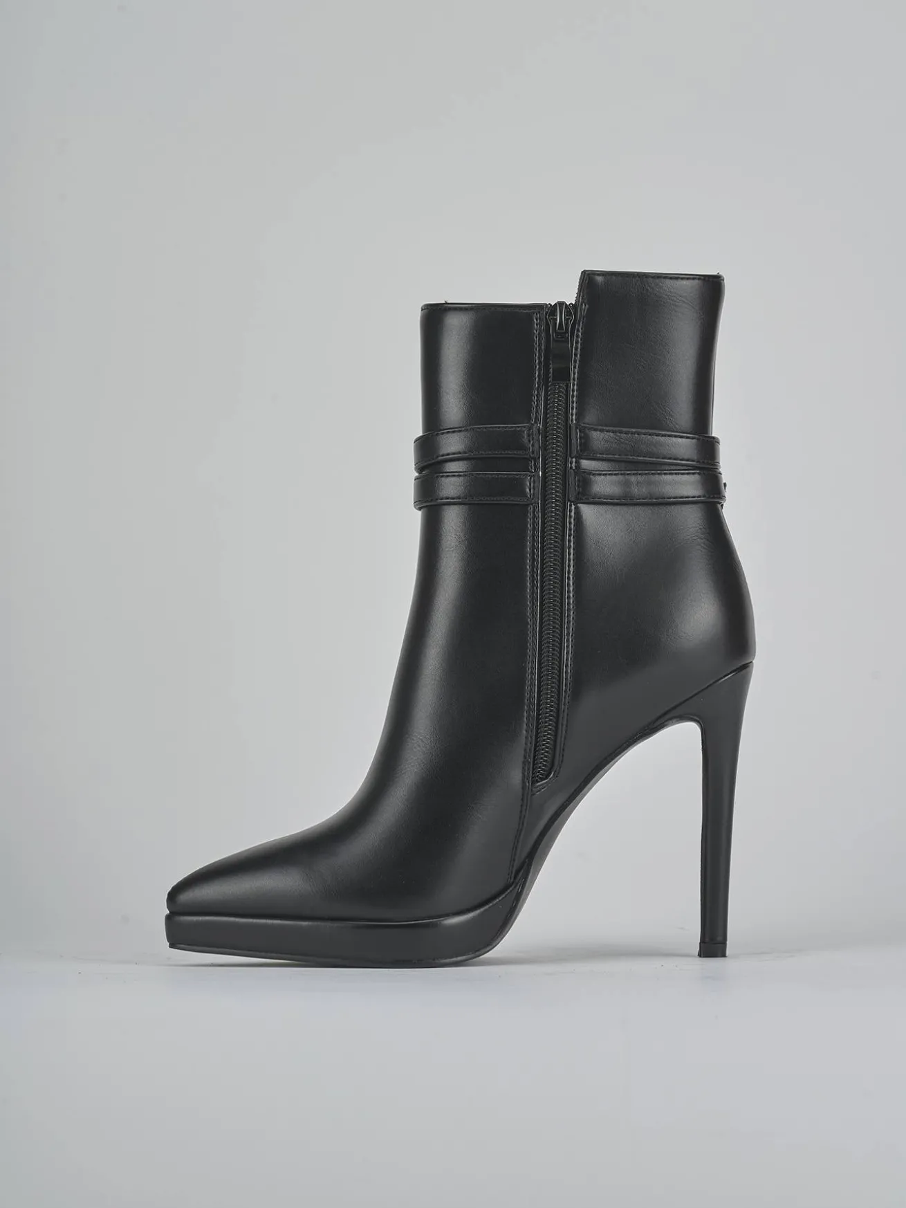 Stivaletti tacco 10cm pelle sostenibile nero