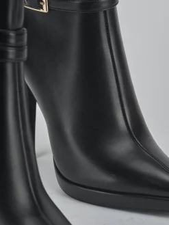 Stivaletti tacco 10cm pelle sostenibile nero