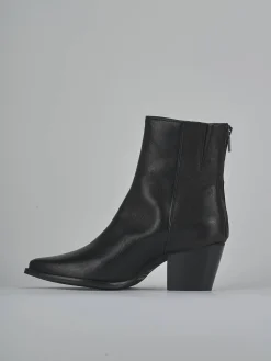 Stivaletti tacco 5cm pelle nero