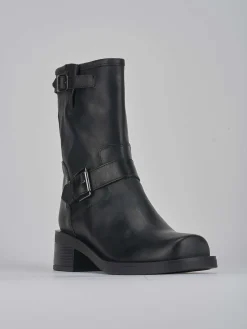 Stivaletti tacco 4cm pelle nero