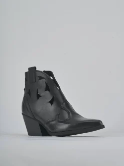 Stivaletti tacco 6cm pelle nero