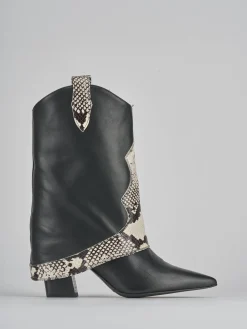 Stivaletti tacco 8cm pelle nero