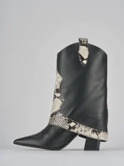 Stivaletti tacco 8cm pelle nero