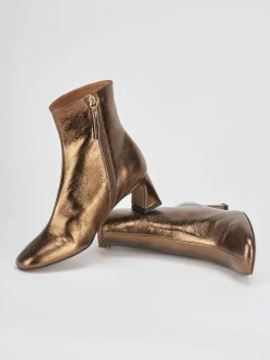 Stivaletti tacco 5cm pelle bronzo