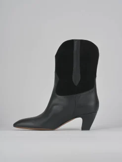 Stivaletti tacco 5cm pelle nero