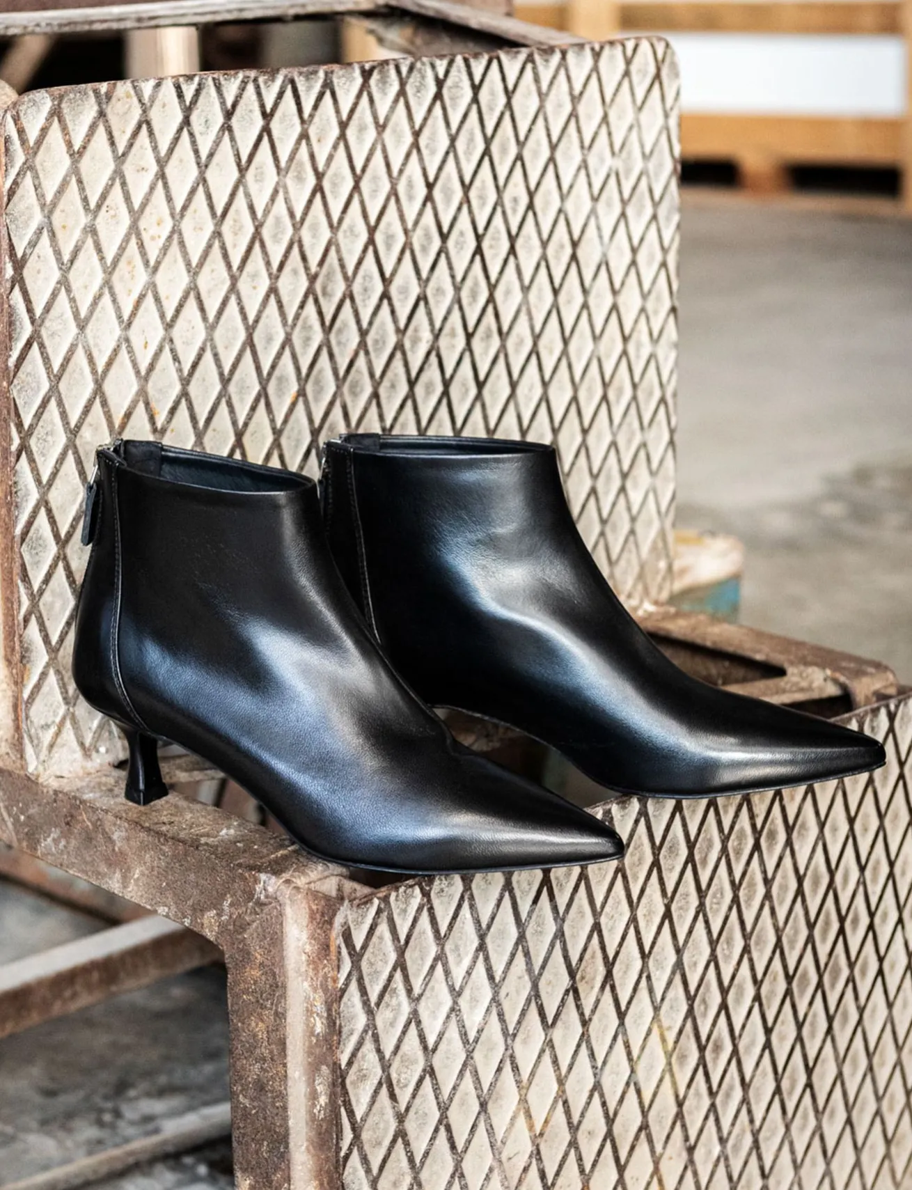 Stivaletti tacco 5cm pelle nero