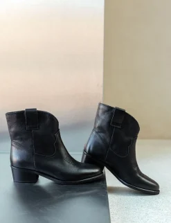 Stivaletti tacco 3cm pelle nero