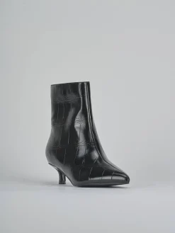 Stivaletti tacco 5cm pelle sostenibile nero