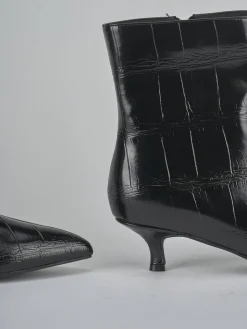 Stivaletti tacco 5cm pelle sostenibile nero