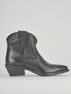 Stivaletti tacco 4cm pelle nero