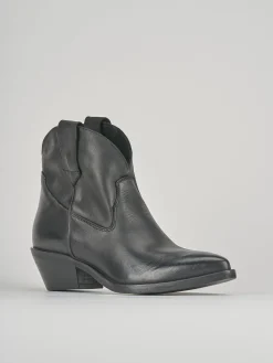 Stivaletti tacco 4cm pelle nero