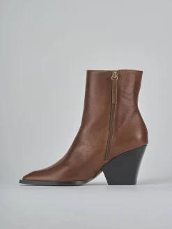 Stivaletti tacco 8cm pelle marrone