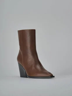 Stivaletti tacco 8cm pelle marrone