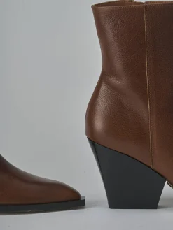 Stivaletti tacco 8cm pelle marrone